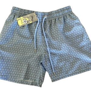 Boys Blue Swim Trunks Youth Medium (10-12) Mesh Lined Elastic Waist Pool Beach